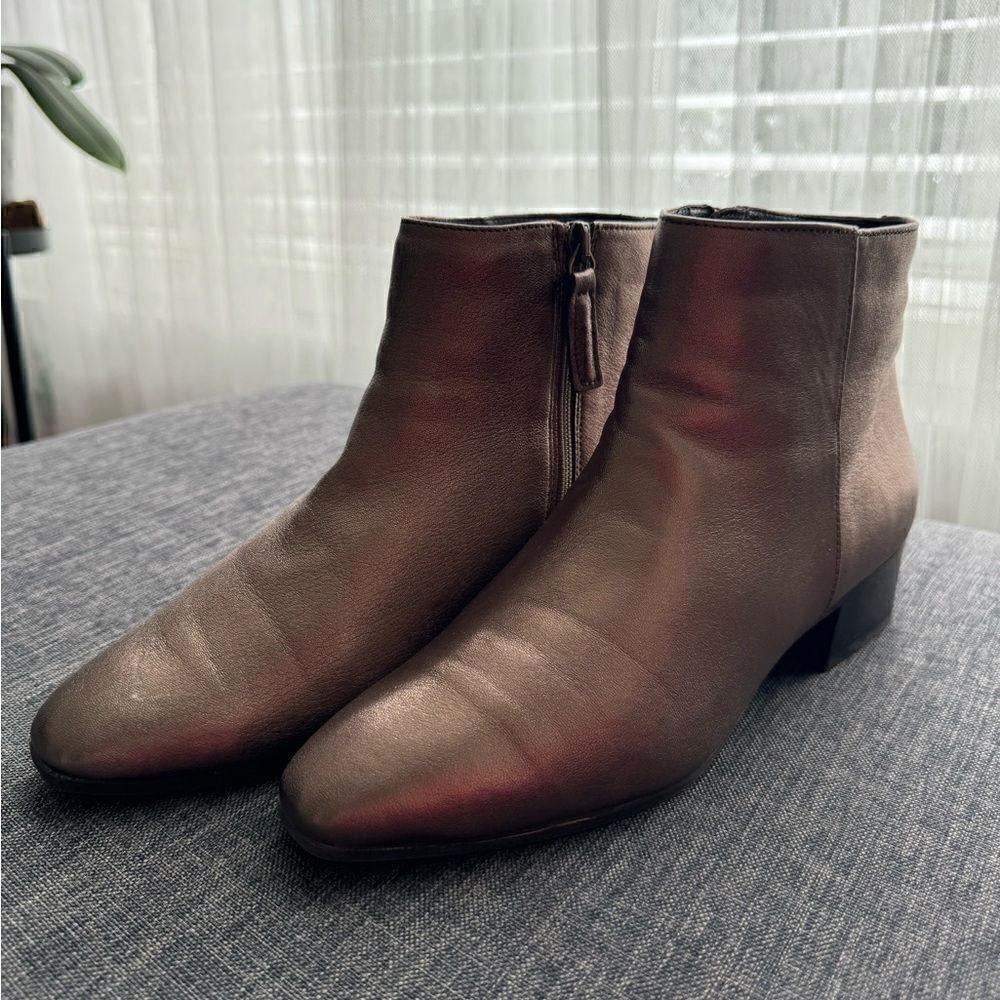 AQUATALIA Women’s Fuoco Weatherproof Leather Ankle Bootie Gold Size 37 - Picture 2 of 11